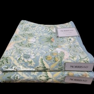 2pc Morris & Co Strawberry Theif Floral Bird Cotton Velour Bath Towel Set NEW